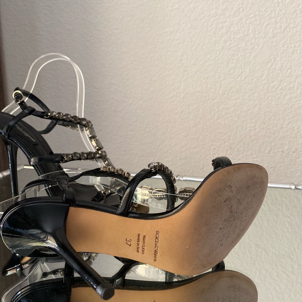 Dolce & Gabbana black patent rhinestone Heels - Picture 4 of 11
